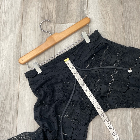 Skull Lace Pants sheer wide leg womens Black (medium) goth whimsigoth vacation - Picture 4 of 6